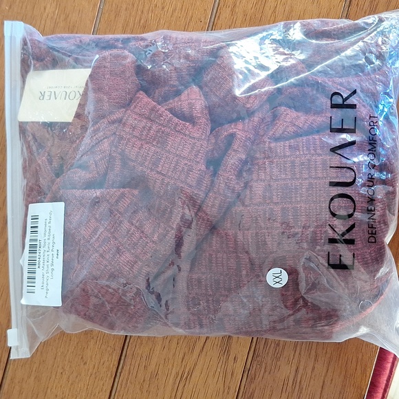 Ekouaer Burgundy Ribbed Long Sleeve Maternity Top - Size XXL - Picture 9 of 9
